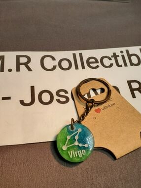 Shimmering blue & Green Virgo Constellation Resin Keychain | Handmade Zodiac